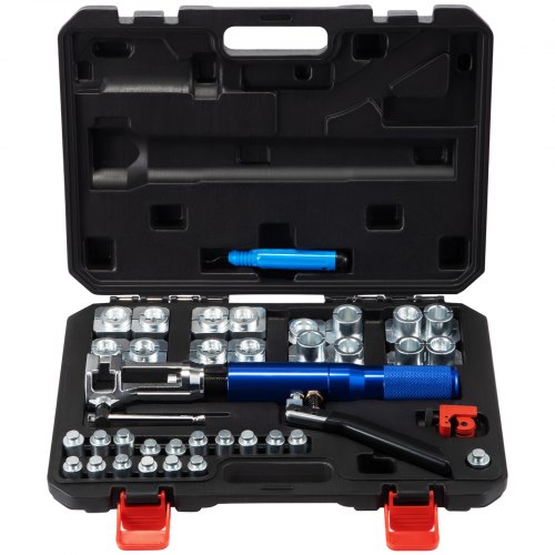 VEVOR Hydraulic Flaring Tool Kit, 45° Double Flaring Tool, Brake Repair Brake Flaring Tools for 3/16"-1/2", Brake Flare Tool with Tube Cutter and Debu