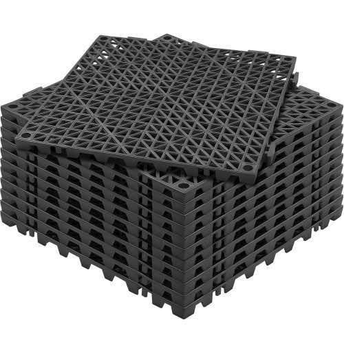 VEVOR Modular Interlocking Cushion, 12 Pack 12" x 12" Splicing Drainage Mats, Soft PVC Interlocking Drainage Floor Tiles, Non-Slip Drainage Holes for