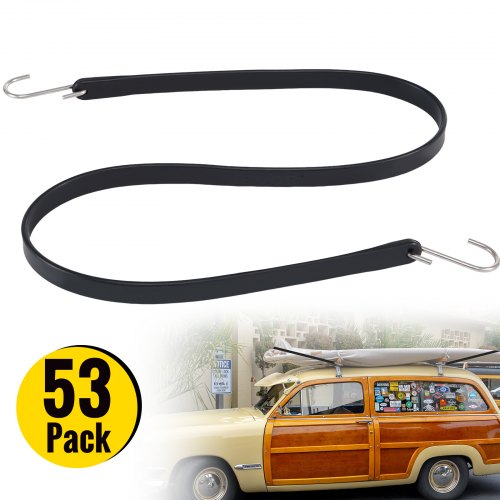 VEVOR Rubber Bungee Cords, 53 Pack 31" Long, Weatherproof EPDM Rubber Tie Down Straps with Crimped S Hooks, Heavy Duty Outdoor Tarp Straps for Securin