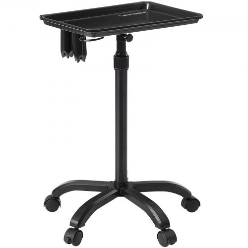 VEVOR Salon Tray Cart, 30"-43" Height Adjustable Rolling Salon Tray, Cold-rolled Plate Tattoo Tray with 5 Wheels (2 Lockable) for SPA Barbershop Clini