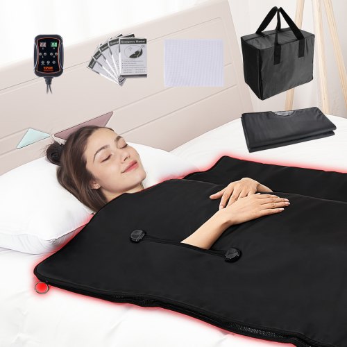 VEVOR Sauna Blanket for Detoxification, Portable Far Infrared Sauna for Home with Arm Holes for Comfort, 1-6 Level Adjustable Temprature Rannge 95-185