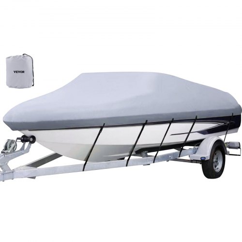 VEVOR Waterproof Boat Cover, 16'-18.5' Trailerable Boat Cover, Beam Width up to 98" v Hull Cover Heavy Duty 210D Marine Grade Polyester Mooring Cover