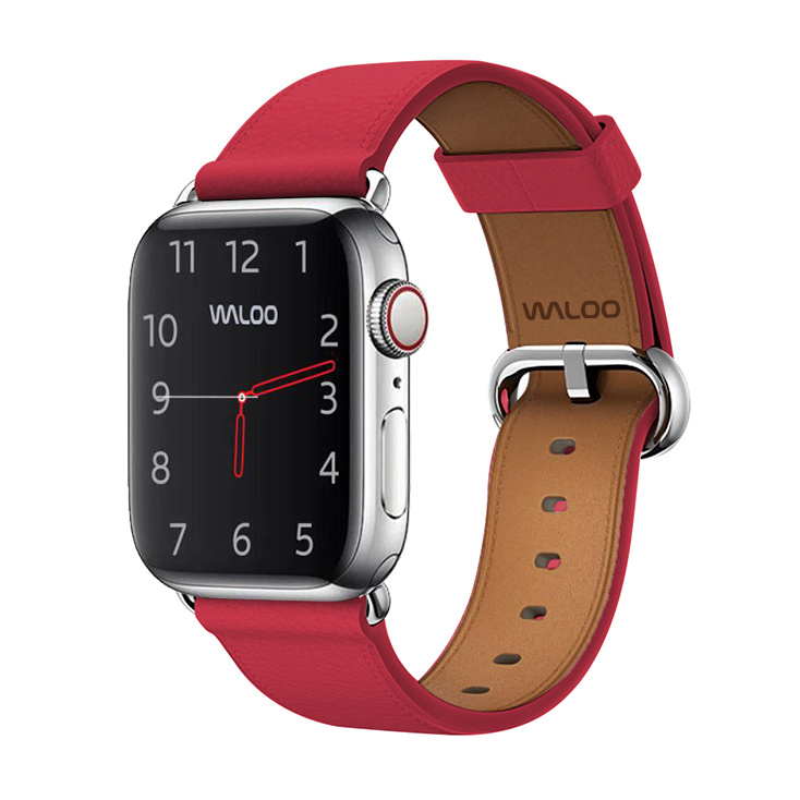 Waloo® Classic Leather Band for Apple Watch Series 1-7 - RED 42/44/45MM