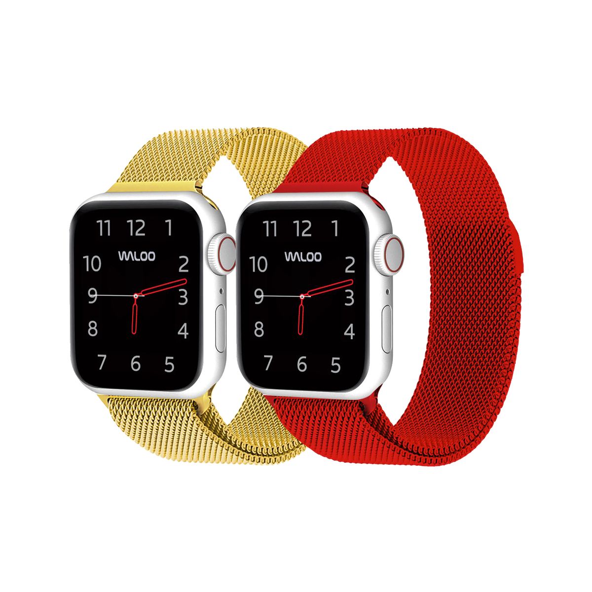 Waloo® Milanese Watch Band for Apple Watch Series 1-7 (2-Pack) - 38/40/41 - Gold / Red