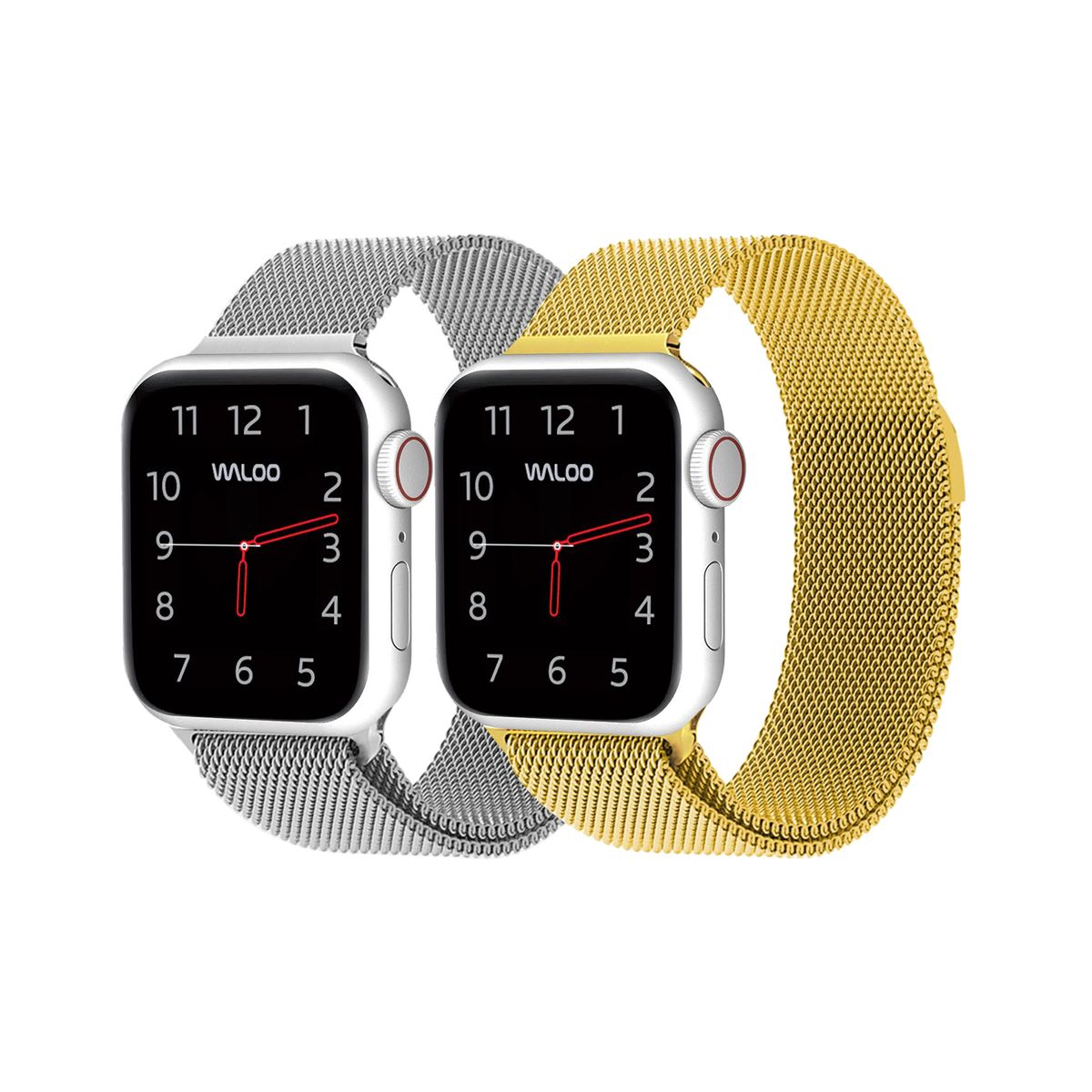 Waloo® Milanese Watch Band for Apple Watch Series 1-7 (2-Pack) - 38/40/41 - Silver / Gold