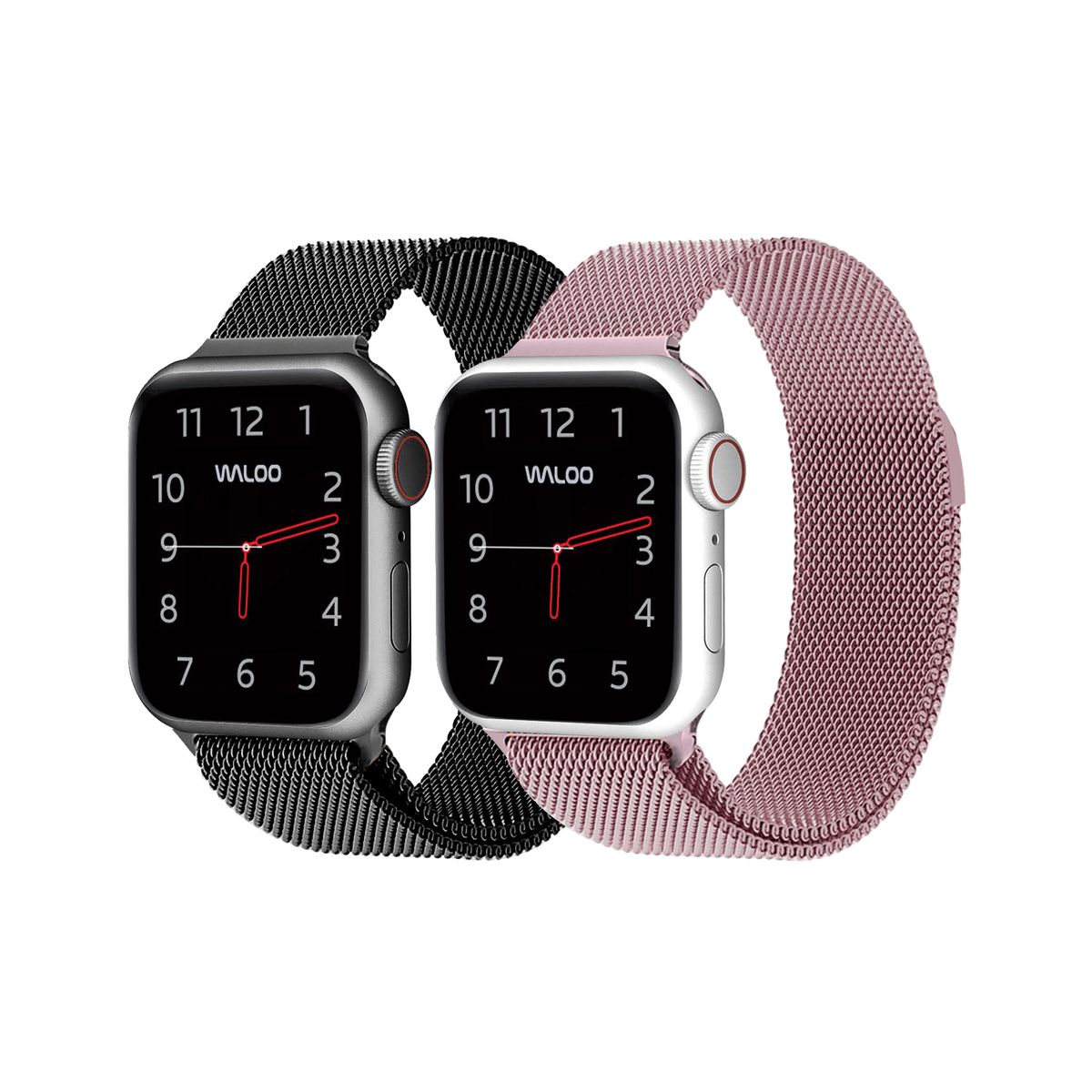 Waloo® Milanese Watch Band for Apple Watch Series 1-7 (2-Pack) - 38/40/41 - Black / Rose