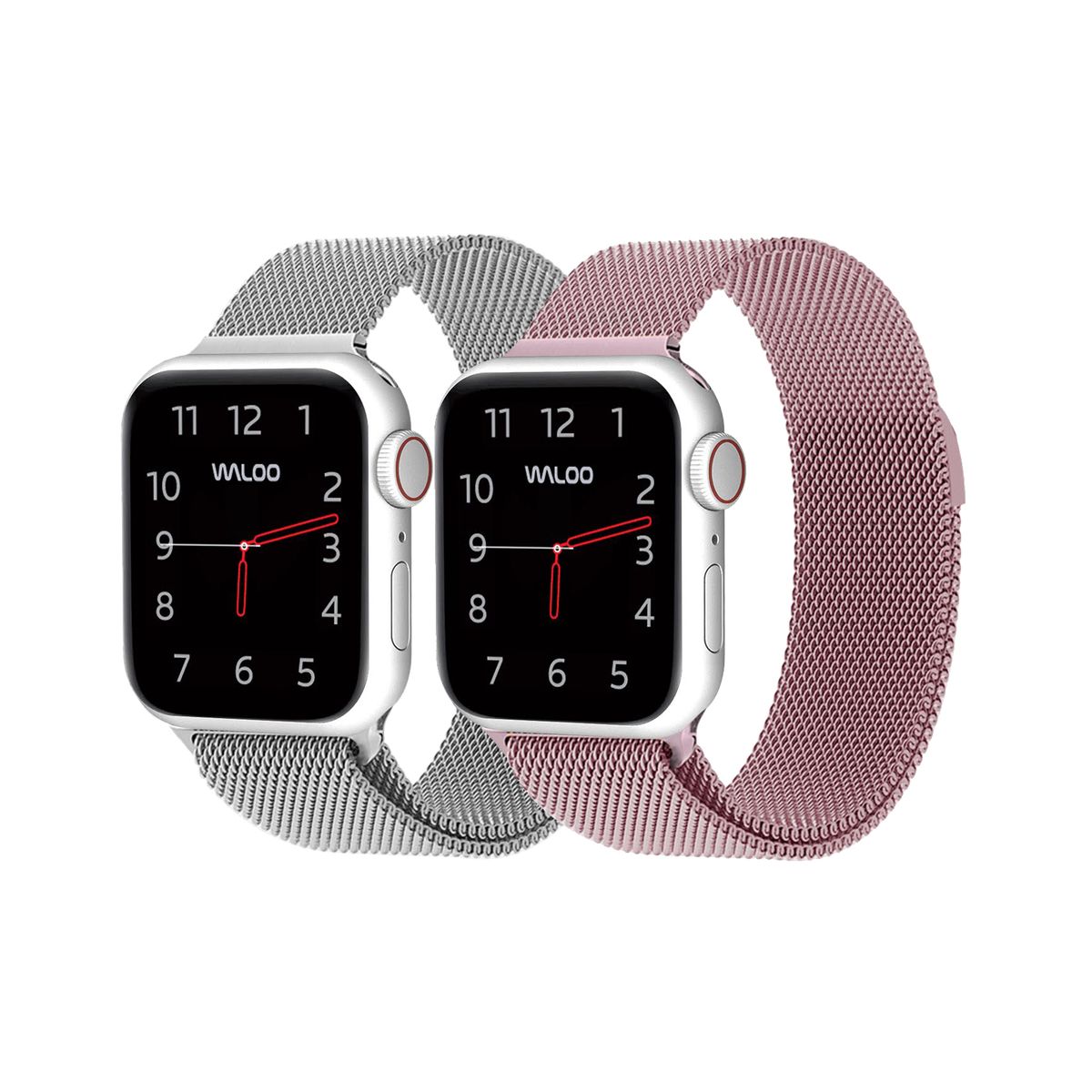 Waloo® Milanese Watch Band for Apple Watch Series 1-7 (2-Pack) - 38/40/41 - Silver / Rose