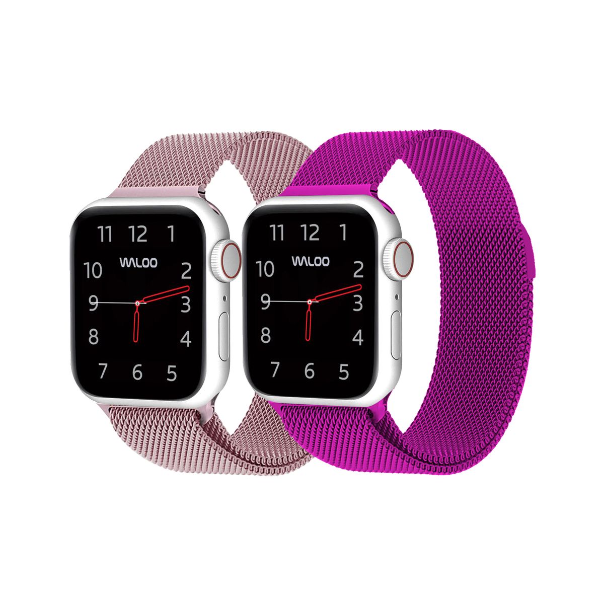 Waloo® Milanese Watch Band for Apple Watch Series 1-7 (2-Pack) - 38/40/41 - Rose / Purple