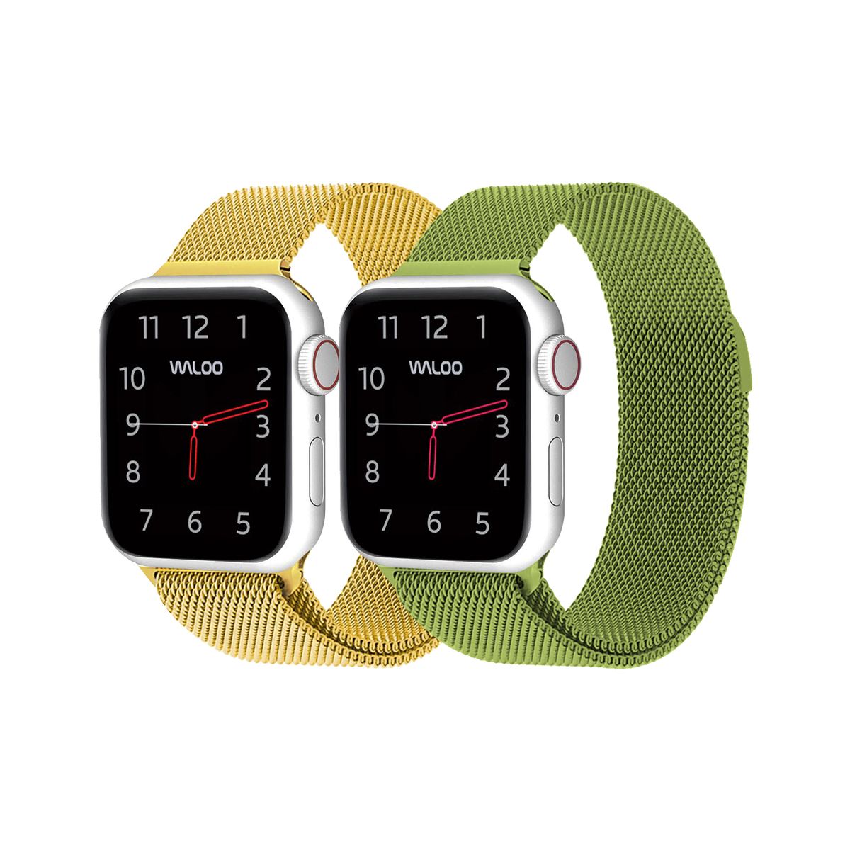 Waloo® Milanese Watch Band for Apple Watch Series 1-7 (2-Pack) - 38/40/41 - Gold / Green