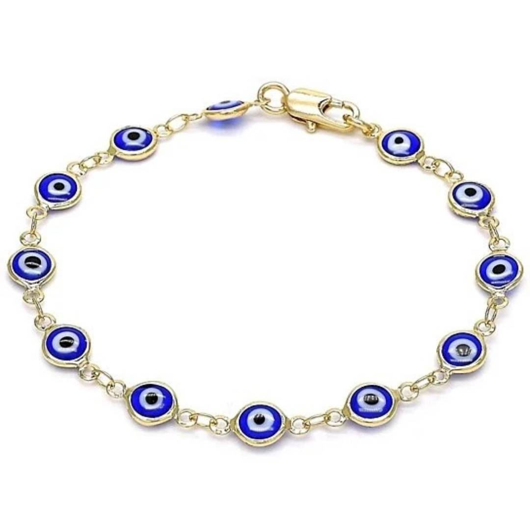 Women's 18K-Gold-Plated Protection Good Luck Bracelet - Blue-8''