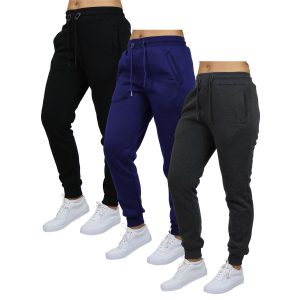 Women’s French Terry Jogger Lounge Sweatpants (3-Pack) - X-Large - Black, Navy, Charcoal