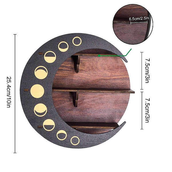 Wood Crystal Wall Mounted Display Shelf