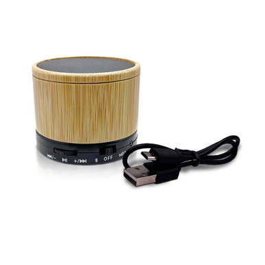 Zummy Bamboo Mini Portable Cylinder Bluetooth Speaker