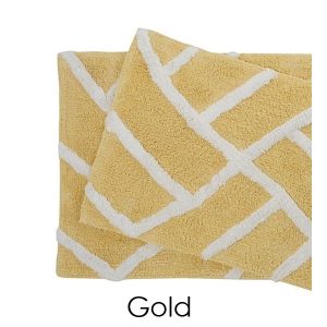 100% Cotton Plush Water Absorbent Bath Mat (2-Pack) - Gold