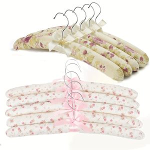 10.2in Padded Clothes Hangers- Floral Sweater Hangers No Bump - Padded Coat Hangers For Wedding - Thick Foam Silk Clothes Hangers For Adult (pack Of 10/20), Color Ramdom