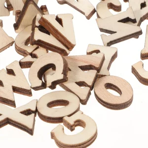 200pcs 15mm DIY Doodle Educational Toy Small Natural Wooden Slice Scrapbooking Embellishments DIY Craft Decor Letters Pattern