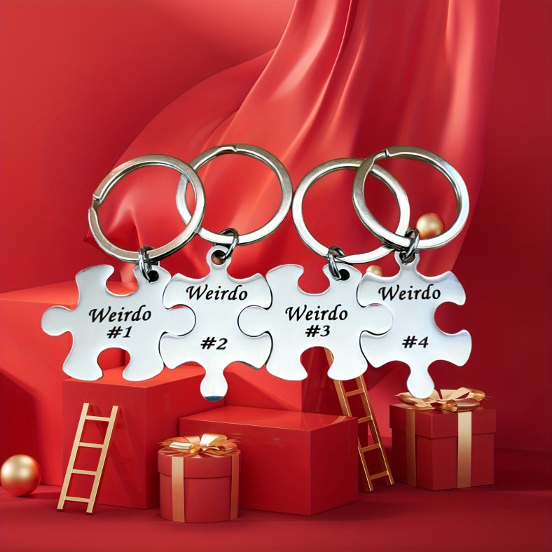 3/4pc/set Creative Friendship Best Friends Keychain Set, Stainless Steel Puzzle Key Ring Set, Bff Graduation Birthday Christmas Gifts For Friends
