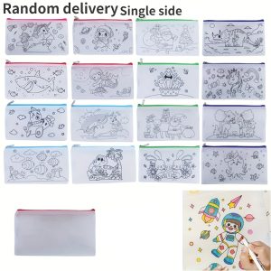 6-pack Single-sided Diy Graffiti Pencil Bags: Hand-painted Stationery Storage Bags For Art Crafts And Coloring - Office Storage Solutions