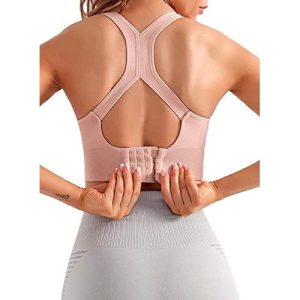 Aleumdr Womens Racerback Sports Bras - High Impact Padded Workout Gym Activewear Bra