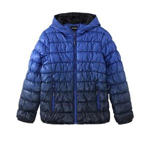 Boys Lightweight Puffer Jacket: Kids Waterproof Packable Outerwear Coat 7-8 Years Dk Blue