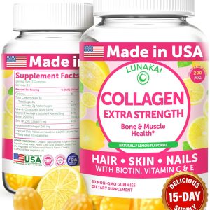 Collagen Gummies for Women and Men with Biotin Zinc Vitamin C and E - Anti Aging, Hair Growth, Skin Care Collagen Supplements - Non-GMO, Gluten Free -