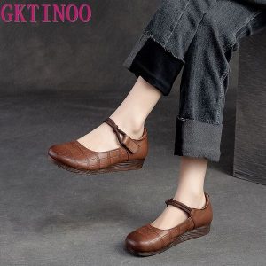 gktinoo women flats spring genuine leather comfort ladies mary janes shoes footwear fashion female footwear zapatos de mujer