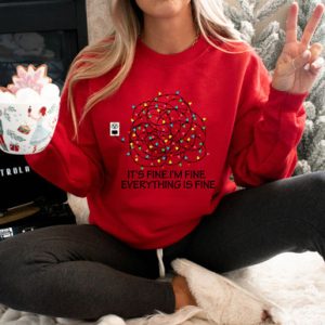 'Its Fine, I'm Fine, Everything's Fine' Graphic Sweater - Large / Cherry Red