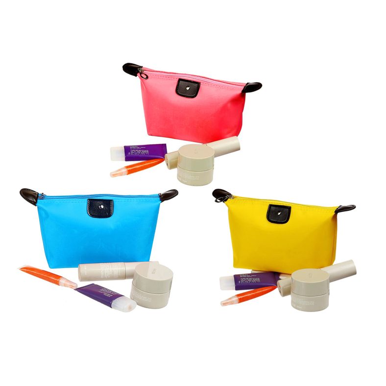 Makeup Bags for Travel (3-Pack) – Blue/Yellow/Rose