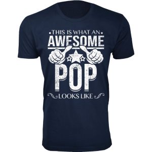 Men’s Awesome Dad and Grandpa T-Shirts - Awesome Dad Grandpa T-Shirts - Awesome POP Looks Like / Navy / 2XL