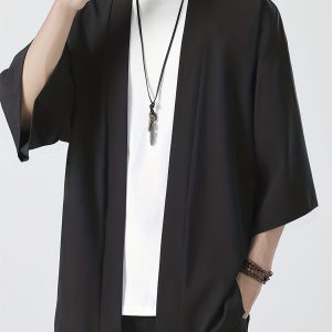 Men's Japanese Kimono, Men's Casual Short Sleeve Shirt, Men's Shirt For Resort, Tops For Men, Gift For Men