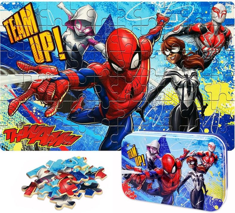 NEILDEN Puzzles for Kids 60 Piece Children Puzzles for Kids Ages 4-6 Jigsaw Puzzles for Kids Learning Educational Puzzles for Girls and Boys (Spiderma