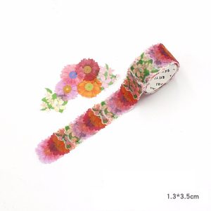 PandaHall Adhesive Paper Decorative Tape, for Scrapbook, Gifts, Diary, Album, Stationery and Journals Supplies, Flower Pattern, 35x13mm...