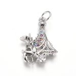 PandaHall Brass Micro Pave Cubic Zirconia Pendants, with Jump Rings, Christmas Reindeer/Stag & Christmas Tree, for Christmas, Colorful…