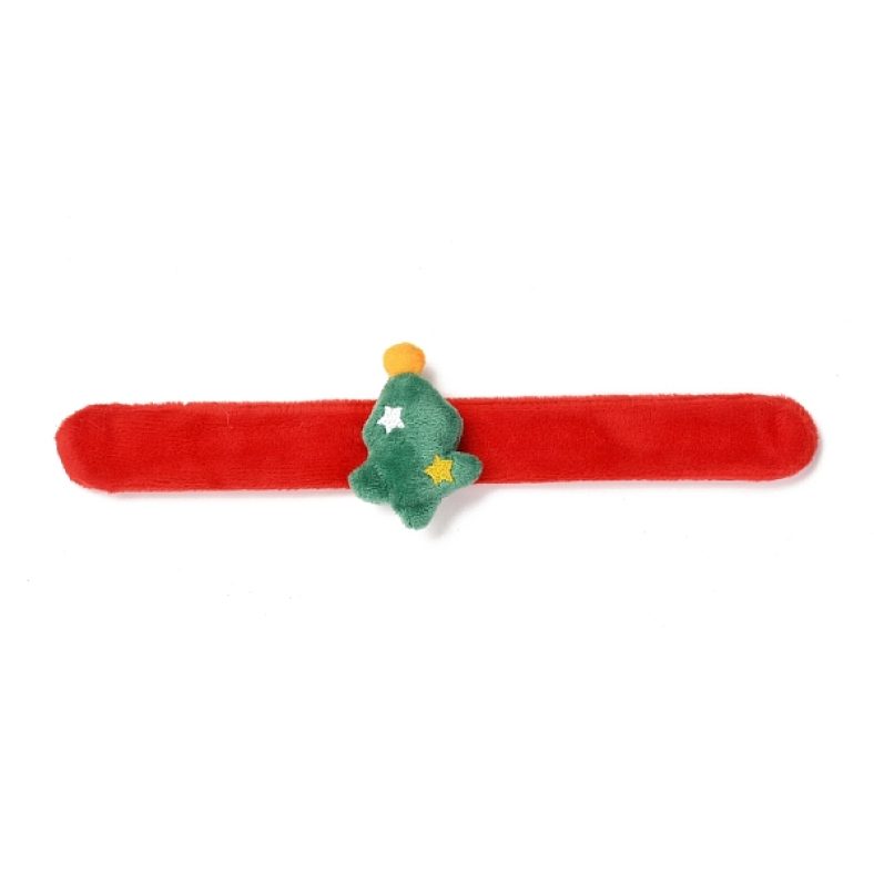 PandaHall Christmas Slap Bracelets, Snap Bracelets for Kids and Adults Christmas Party, Christmas Tree, Green, 24.5×2.5×0.2cm Alloy Green