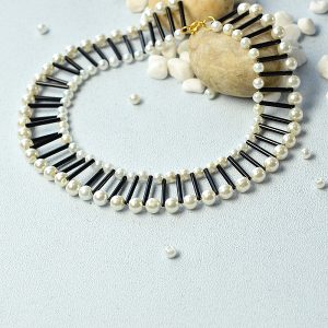 PandaHall DIY Necklace Kits, Pearl Bead Necklace with Bugle Beads, Choker Necklaces, 9mm Mixed Material