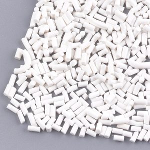 PandaHall Handmade Polymer Clay Nail Art Decoration, Fashion Nail Care, No Hole, Column, White, 2~6x1.5mm Polymer Clay Column White