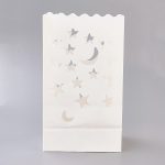 PandaHall Hollow Candle Paper Bag, Paper Lantern, Home Wedding Party Supplies, Moon and Star, White, 26x15x9cm Paper White