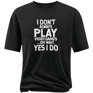 Plus Size Men's 'i Don't Always Play Video Games, Oh Wait I Do' Funny Letter Print Short Sleeve T-shirts, Comfy Casual Elastic Crew Neck Tops, Men's Clothing