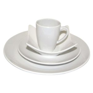 White Melamine Rimless 4-Piece Dinnerware Set