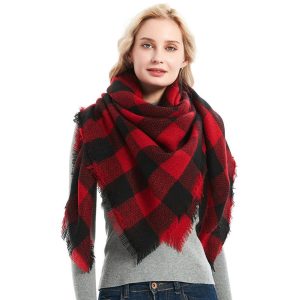 Women's Oversize Christmas & Plaid Square Blanket Scarves - RB#36