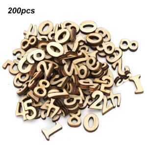 200Pcs DIY Numbers Log Wood Sheet 0-9 Mixed Numbers Set Children Educational Toy Crafts Home Decoration