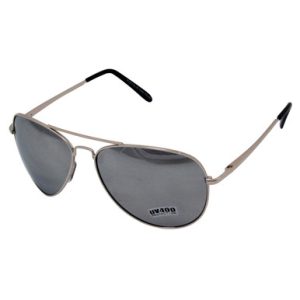 'Aviate' Steel and Black Aviator Sunglasses