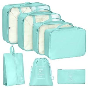 KPX Packing Cubes for Travel, Travel Luggage Packing Organizers, Travel Accessories Large Toiletries Bag for Clothes Shoes Cosmetics Toiletries 7Set-B
