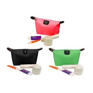Makeup Bags for Travel (3-Pack) - Rose/Black/Green