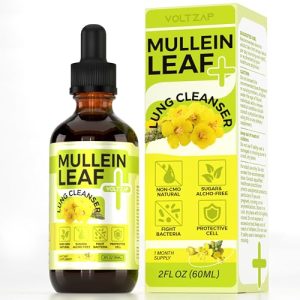 Organic Mullein Drops for Lungs: Mullein Leaf Extract for Lungs - Bronchial Cleanse for Herbal Supplements 2 floz - Mullins Detox Lungs Respiratory He