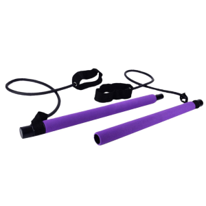 Portable Pilates Exercise Bar with Resistance Band Loops - JSG-Pilates-Studio-Purple
