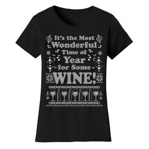 Women's Best Mom Christmas T-Shirts - It's The Most Wonderful Time of Year for Some Wine - Black / 2XL