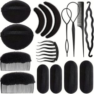 16 Pcs Hair Sponge Bump Up Volume Inserts Tool Simple Hair Braid Tools Hair Bases Hair Bump Up Combs Clips Hair Styling Tools Sponge Hair Accessories For Women Hair Styling