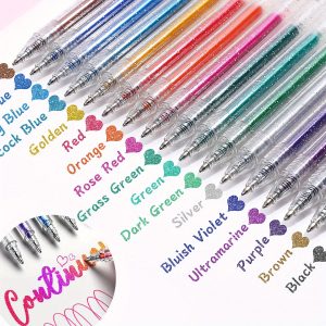 18/12/8 Colors Neon Glitter Pens Finetip Art Markers 40% More Ink Colored Gel Pens For Coloring Book, Drawing, Doodling, Scrapbook, Journaling, Sparkle Penparty Holiday Mother's Day Gifts