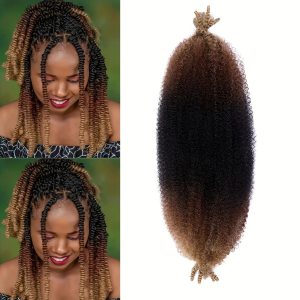 18 Inch Ombre Hair Extensions 1 Pack Afro Kinky Bulk Hair Bundles Pre-separated Twist Braiding Hair Extensions For Women Faux Crochet Twist Braiding Hairpiece Christmas